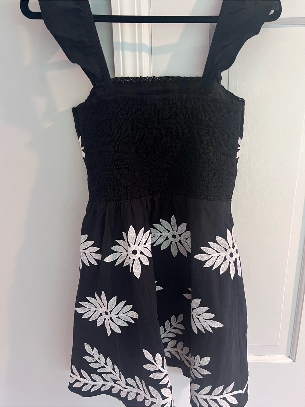Anthropologie Anthracite Mini Dress with White Floral Embroidery - Picture 5 of 8